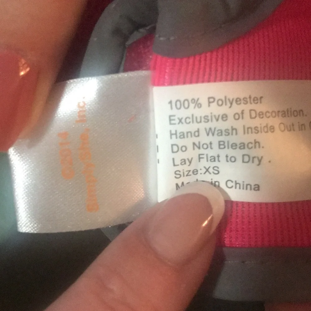 🐾 NWOT Simplydog Neon Pink And Gray Reflective Dog Harness XS